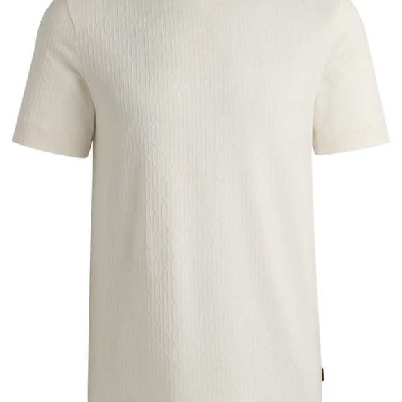 HUGO BOSS COTTON-SILK T-SHIRT WITH A SIGNATURE QUILTED EFFECT Size MEDIUM - Picture 4 of 16